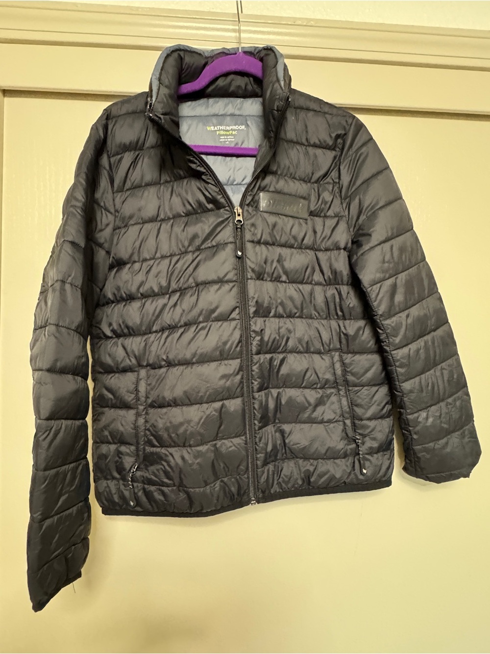 Weatherproof Black Quilted Packable Puffer Jacket-pillow pac